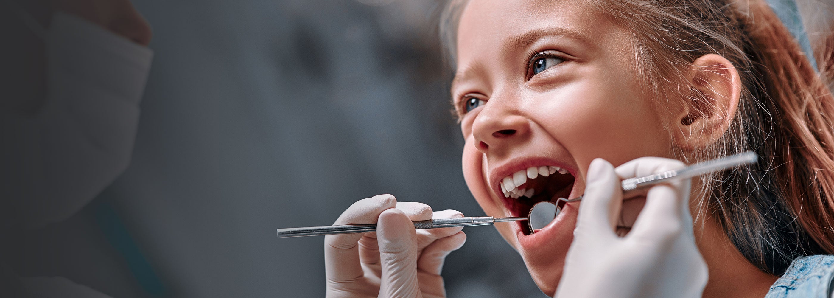 Child having dental check up