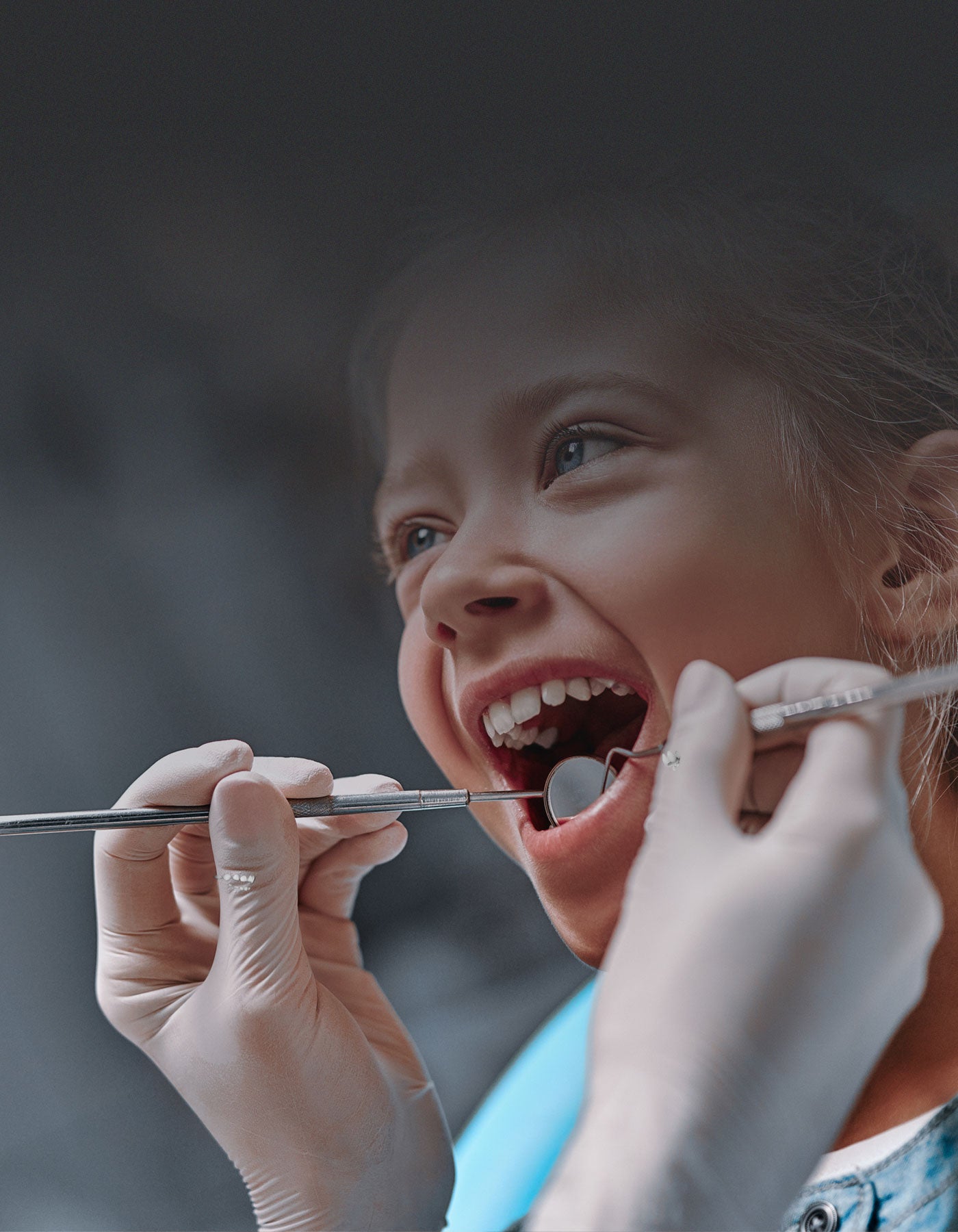 Child having dental check up